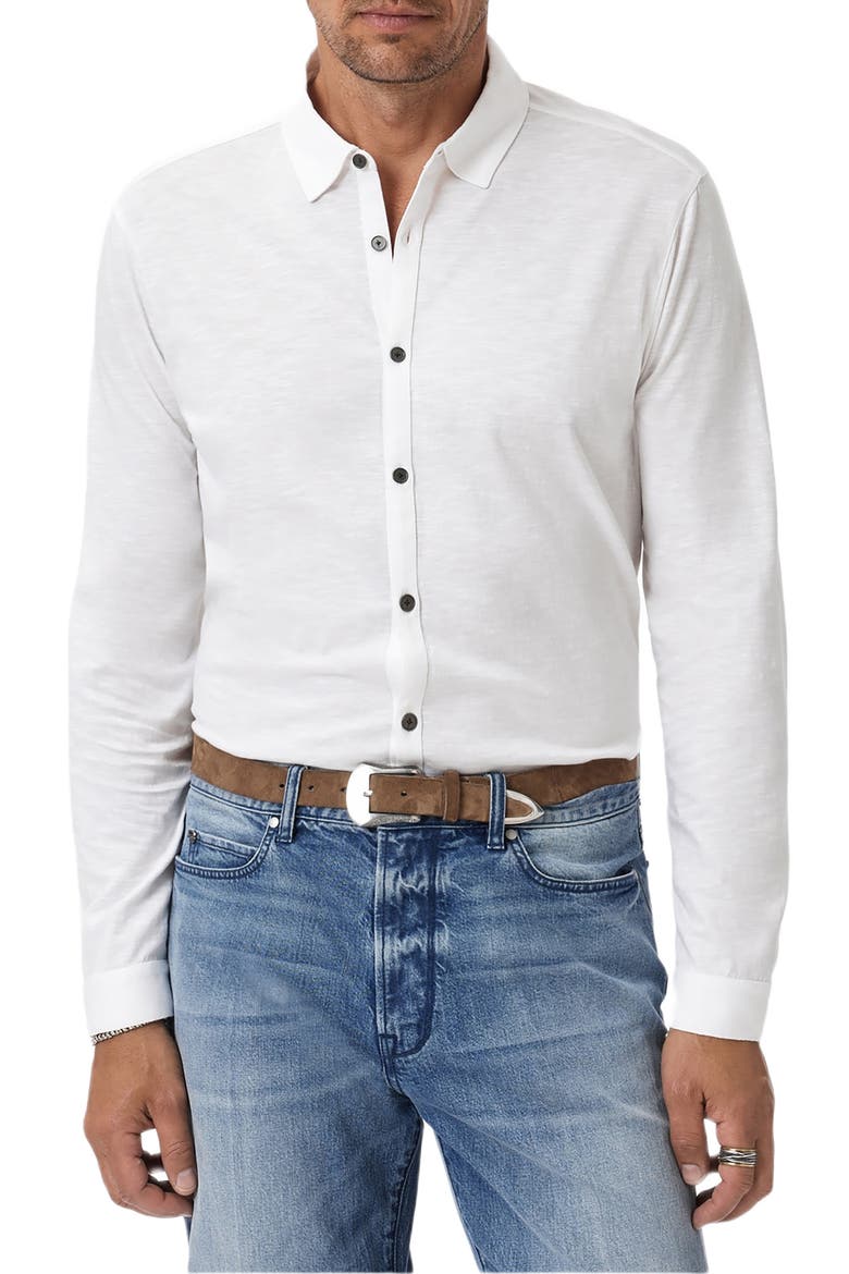 Gareth Organic Cotton Knit Button-Up Shirt, Main, color, WHITE
