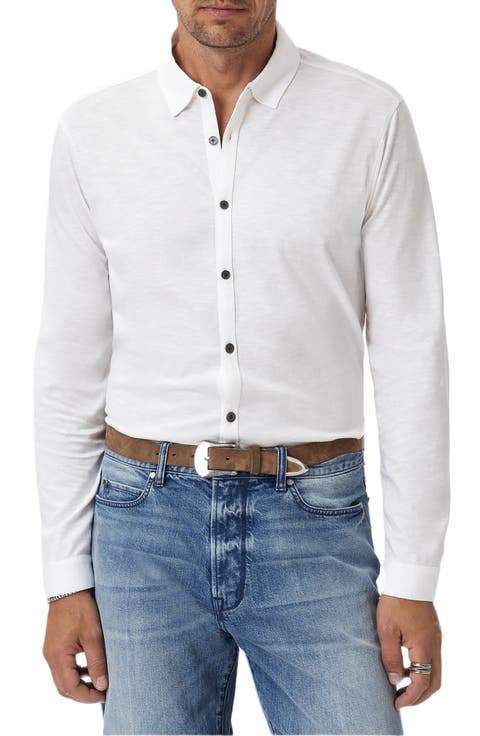 Gareth Organic Cotton Knit Button-Up Shirt