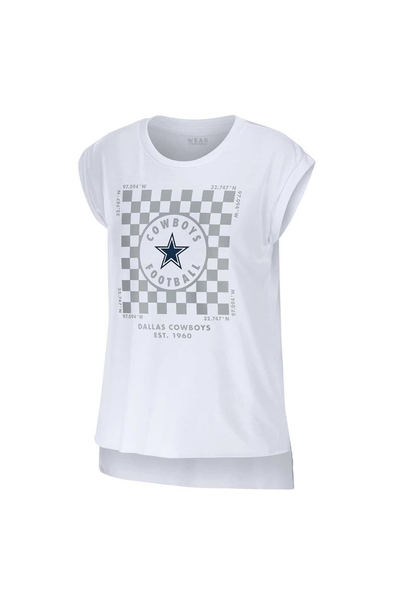 WEAR by Erin Andrews Women's WEAR by Erin Andrews White Dallas Cowboys Checker Muscle Tank Top, Alternate, color, White