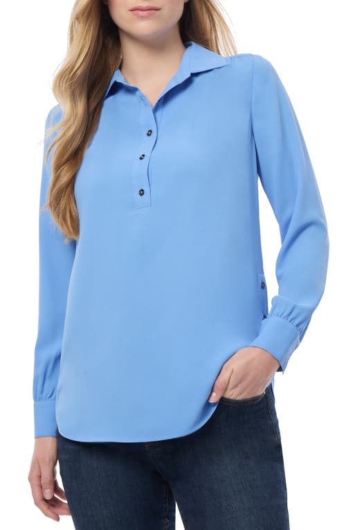 Jones New York Side Button Popover Top in Blue Horizon 