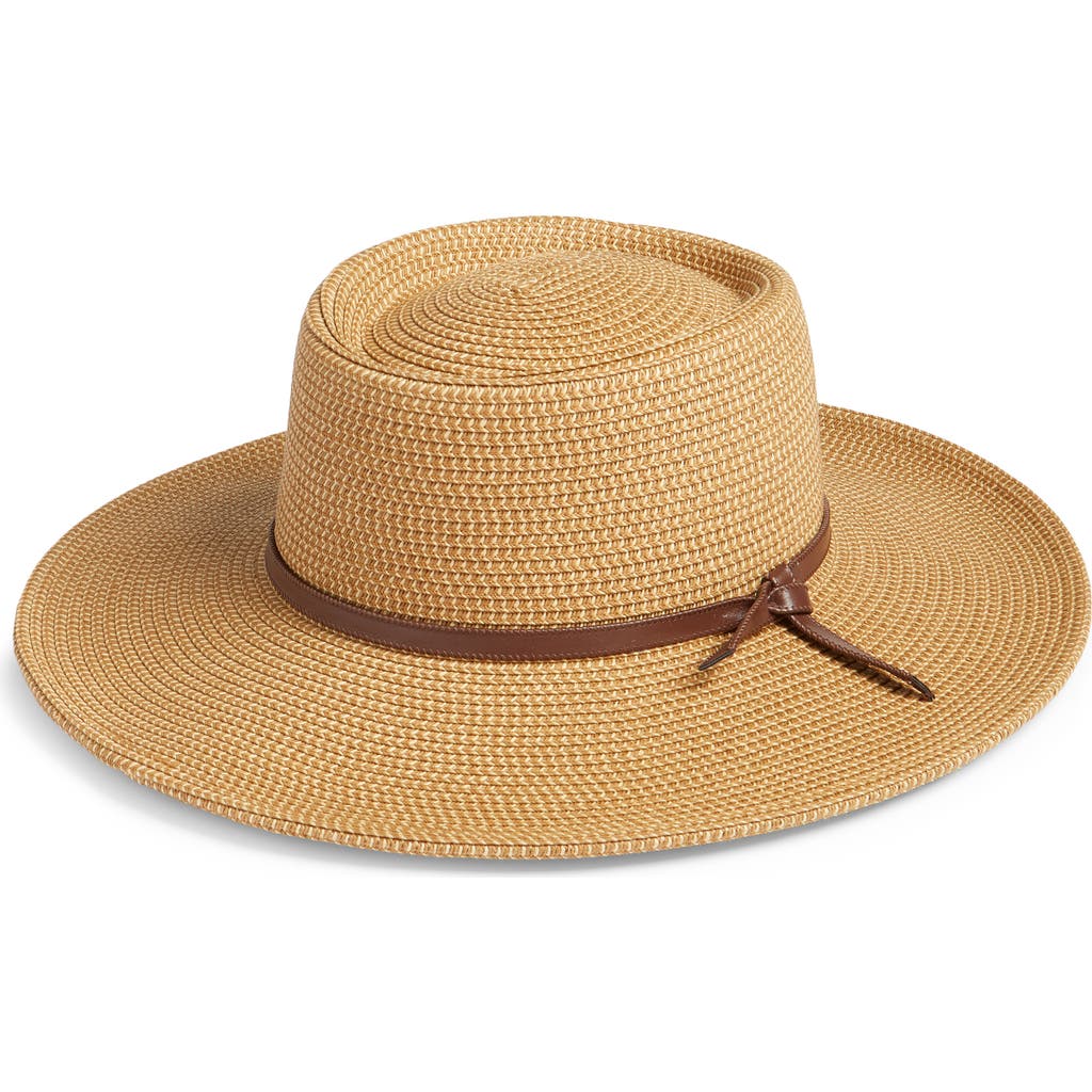 Nordstrom Packable Boater Hat In Tan Dark Combo