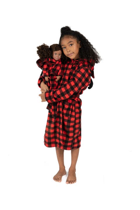 Girls Fleece Hooded Robe with Matching Doll Robe