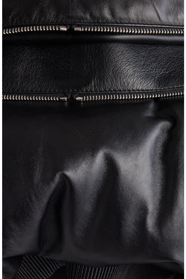 Crop Double Zip Collar Bomber Jacket, Alternate, color, BLACK