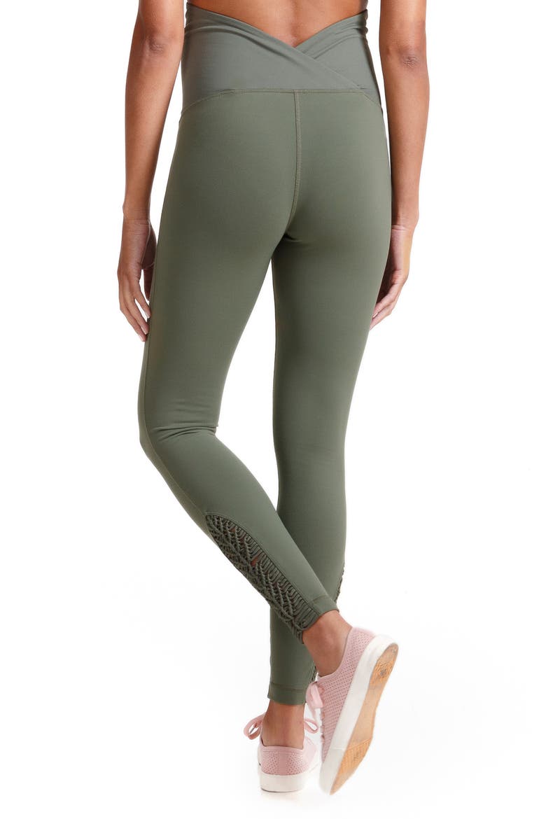 Ingrid & Isabel® Active Maternity Leggings with Macramé Detail, Alternate, color, OLIVE