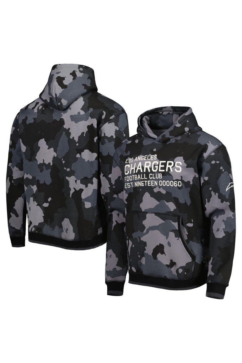 Men's The Wild Collective Black Los Angeles Chargers Camo Pullover Hoodie, Main, color, Black