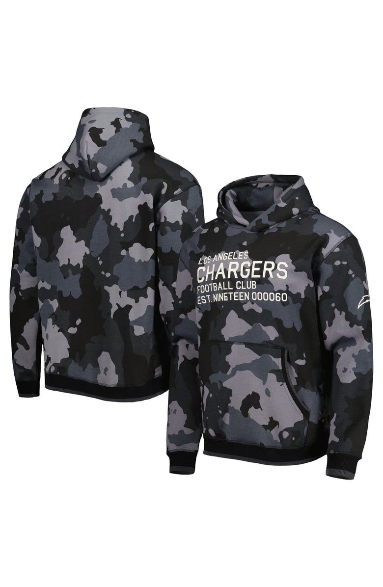 THE WILD COLLECTIVE Men's The Wild Collective Black Los Angeles Chargers Camo Pullover Hoodie, Main, color, Black