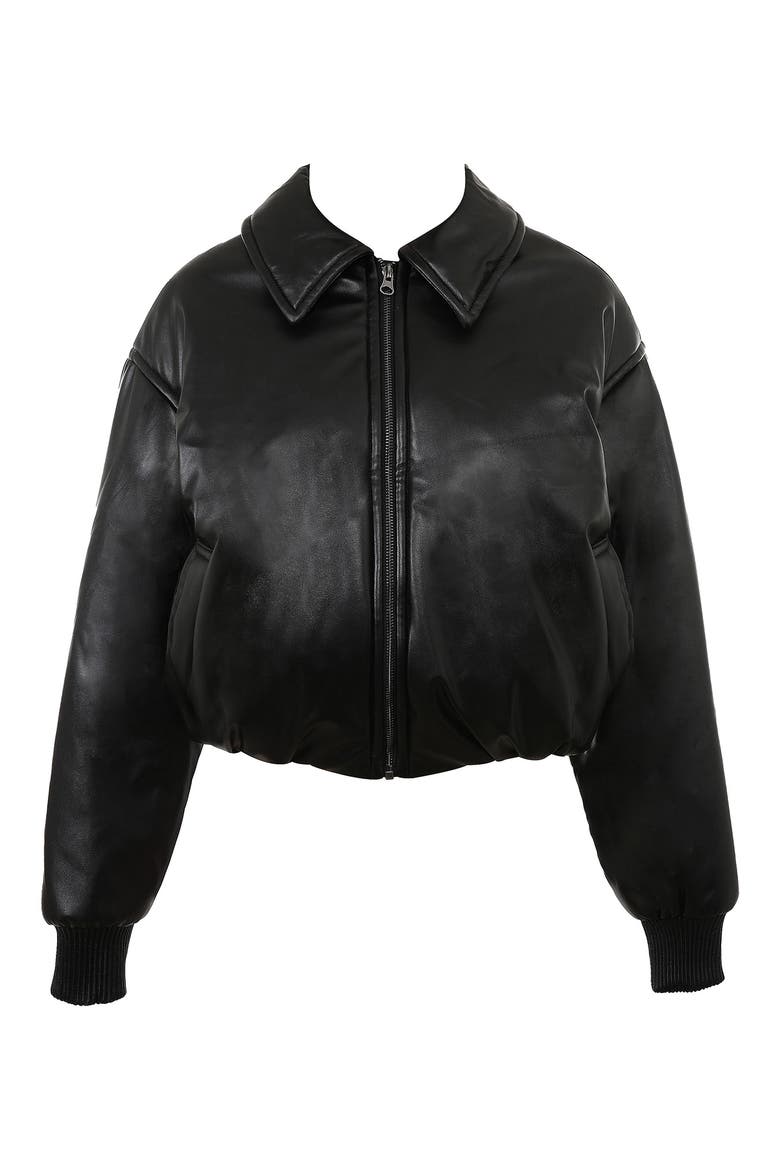 Sante Faux Leather Bomber Jacket, Alternate, color, BLACK