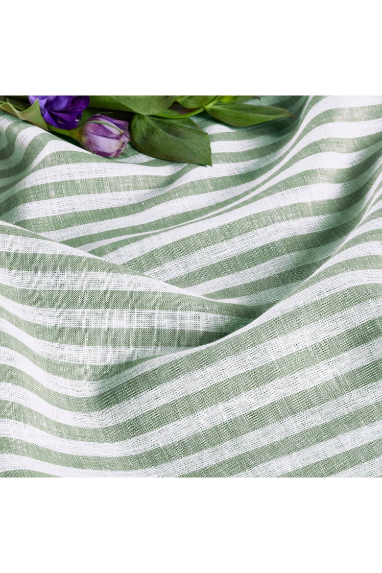 Linen Tablecloth - Amalfi Stripe, Alternate, color, Green and White
