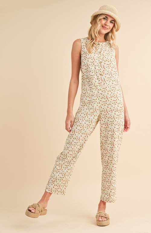 Wishlist Floral Sleeveless Jumpsuit In Neutral