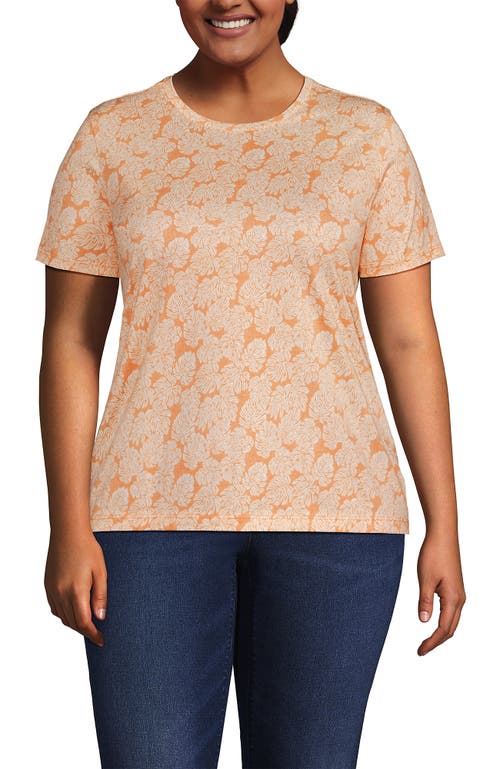 Lands' End Relaxed Supima Cotton Crew Neck T-shirt In Orange Mist Palm Leaves