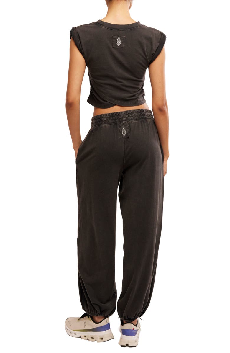 Free People FP Movement Golden Hour Crop T-Shirt & Joggers Set, Alternate, color, Black