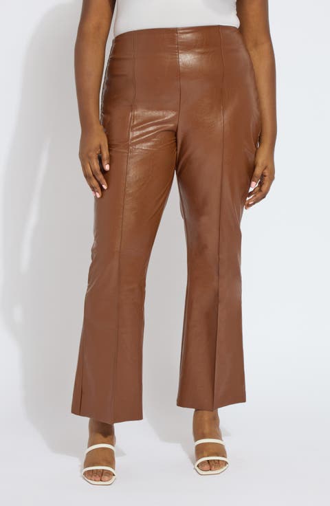 'Lyssentials Elysse Faux Leather Ankle Bootcut Pants (Plus)