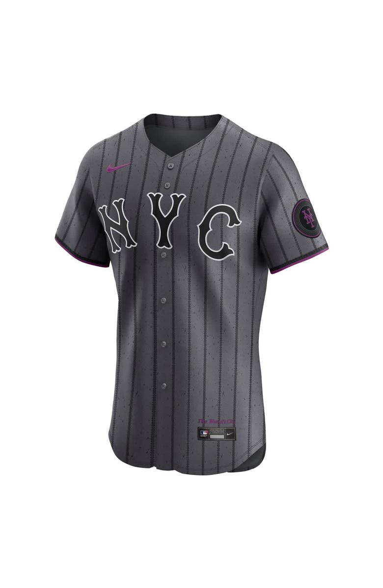 Nike Men's Nike Francisco Lindor Gray New York Mets City Connect Elite Jersey, Alternate, color, Gray