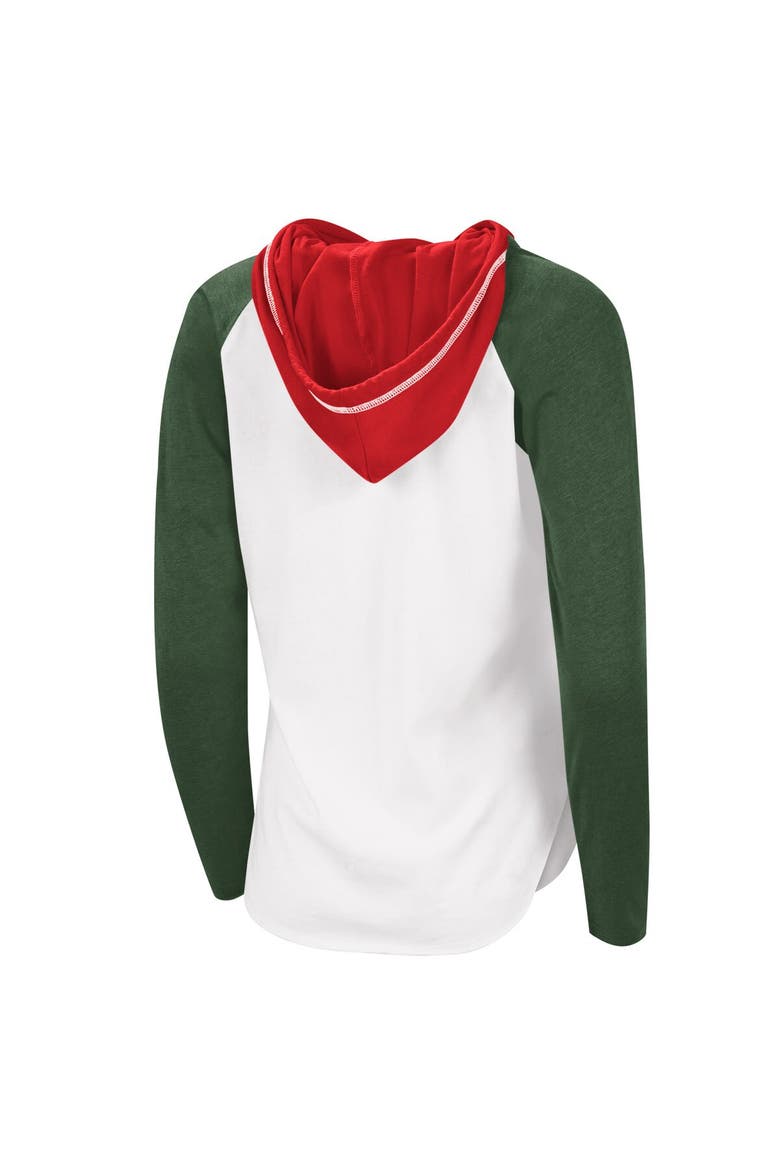 Women's G-III Sports by Carl Banks White/Heather Green Minnesota Wild MVP Raglan Lightweight Hooded T-Shirt, Alternate, color, White