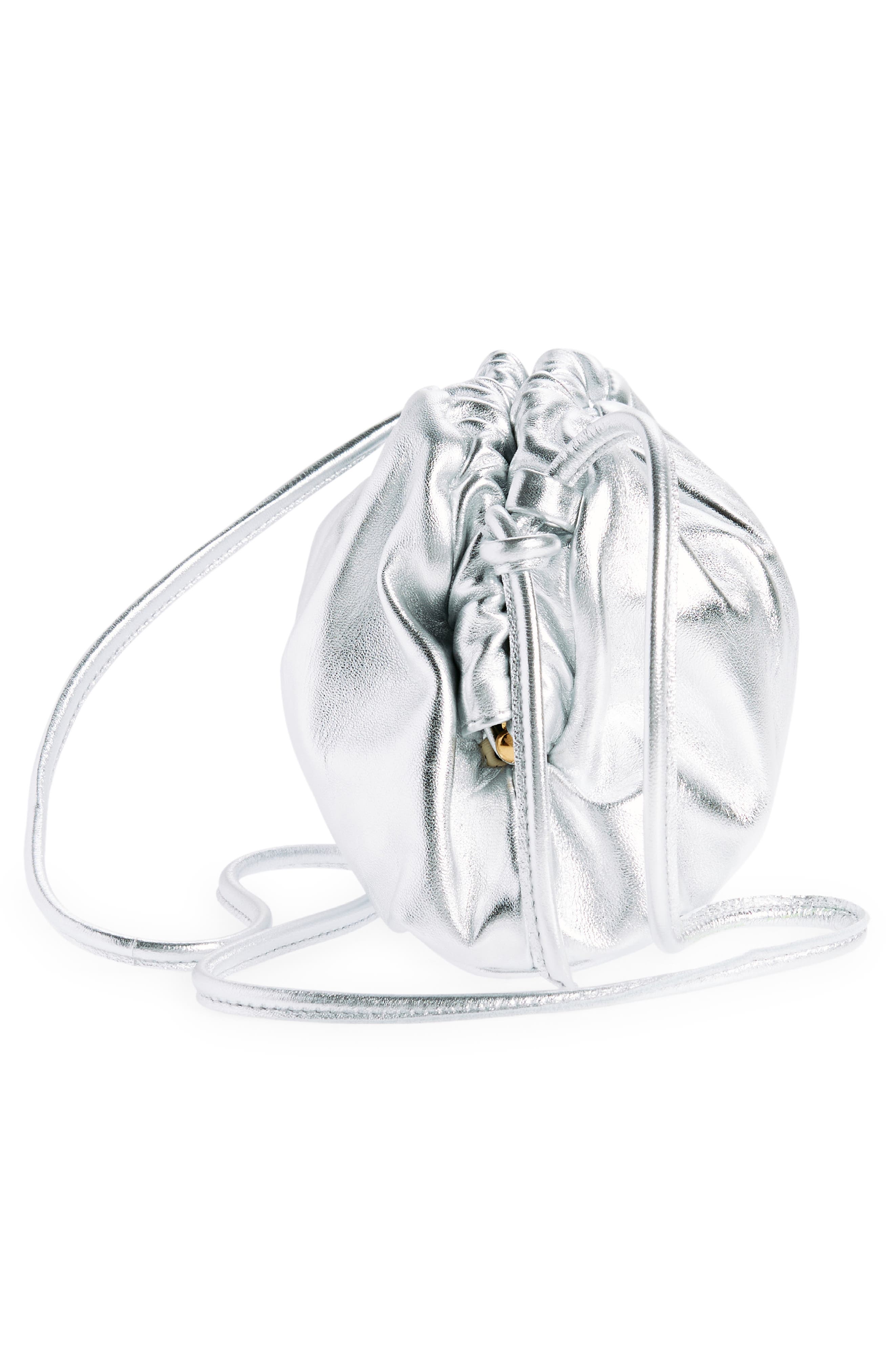 Mansur Gavriel Mini Cloud Metallic Leather Clutch, Alternate, color, Silver