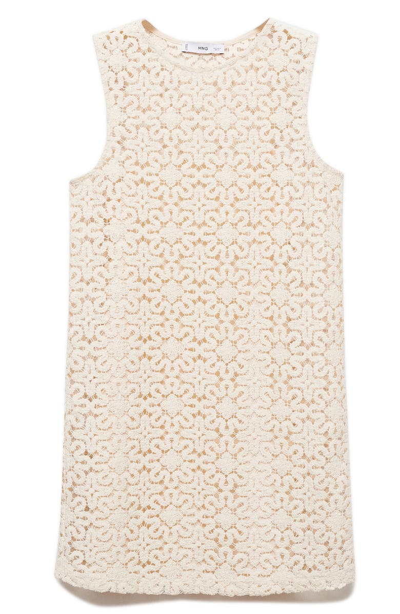 MANGO Floral Open Stitch Sleeveless Dress, Alternate, color, Ecru