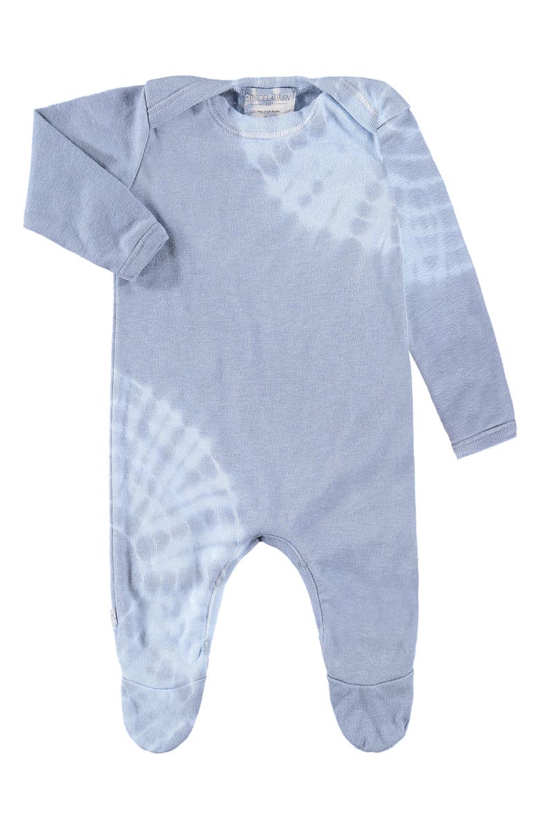 PAIGELAUREN Tie Dye Organic Cotton & Modal Footie Pajamas, Main, color, Gray