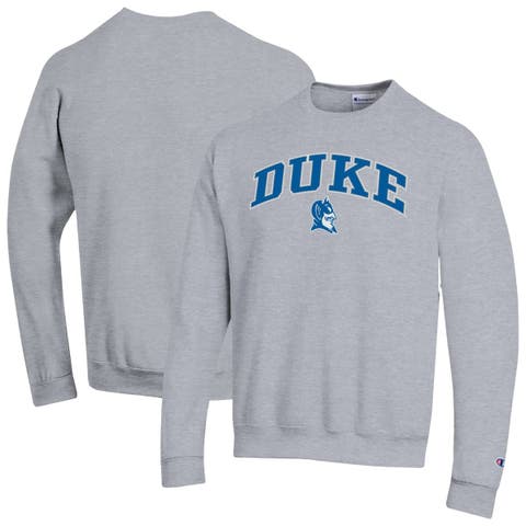 Men's Champion  Heather Gray Duke Blue Devils Arch Over Logo Pullover Sweatshirt