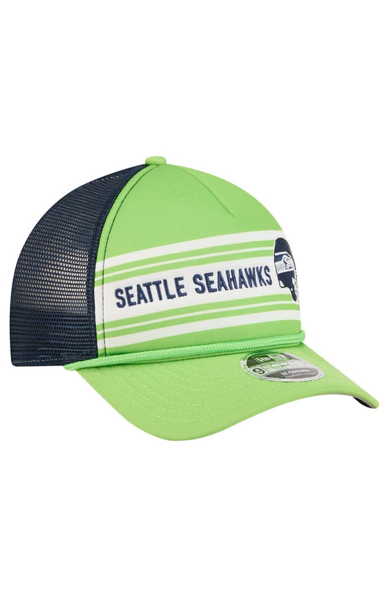 New Era Men's New Era Neon Green Seattle Seahawks Linear A-Frame 9FORTY Adjustable Hat, Alternate, color, Neon Green