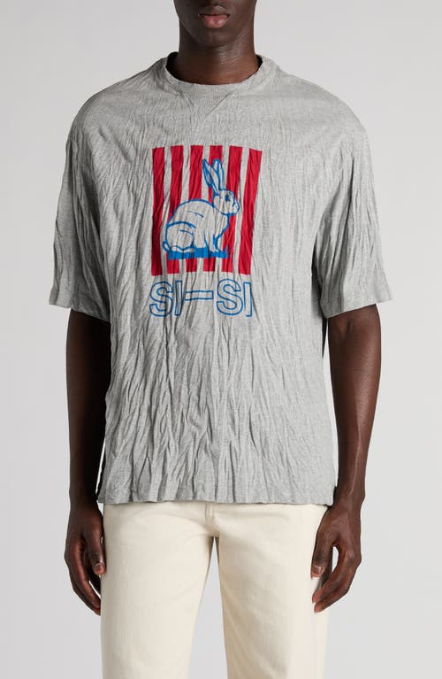 Bottega Veneta Graphic Rabbit-print Crushed Cotton Jersey T-shirt In Gray