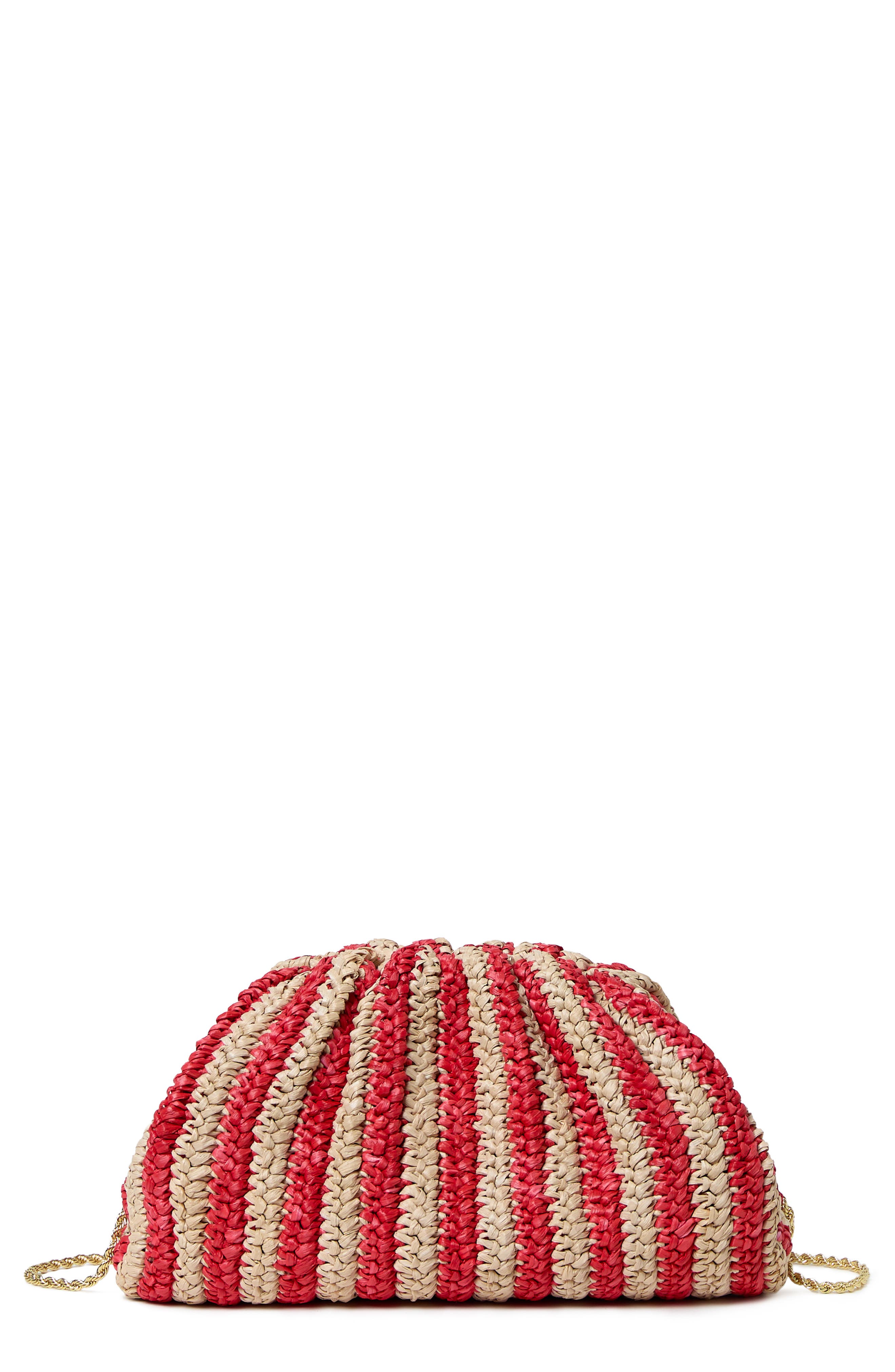 Loeffler Randall Bailey Crochet Clutch, Main, color, Red/ Natural