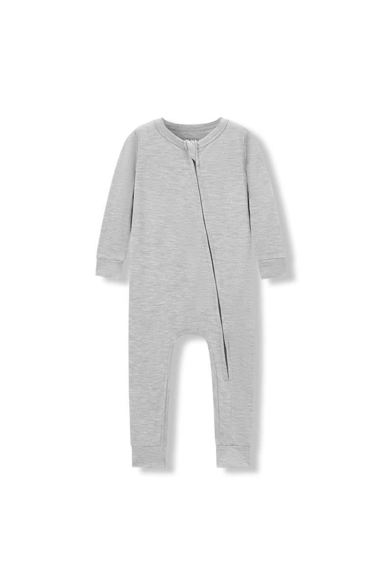 Milkbarn Luxe Solid Zipper Pajama, Main, color, Grey Melange