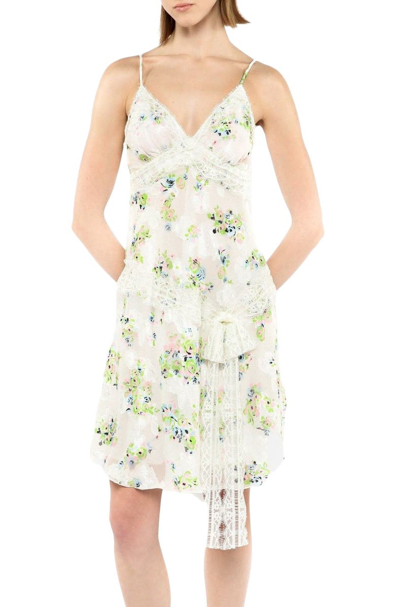 Anna Sui Rosies Posies Chiffon Slip Dress, Alternate, color, Baby Blue Multi