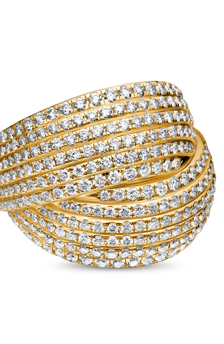 David Yurman Origami Crossover Ring in 18K Yellow Gold with Diamonds, Alternate, color, 