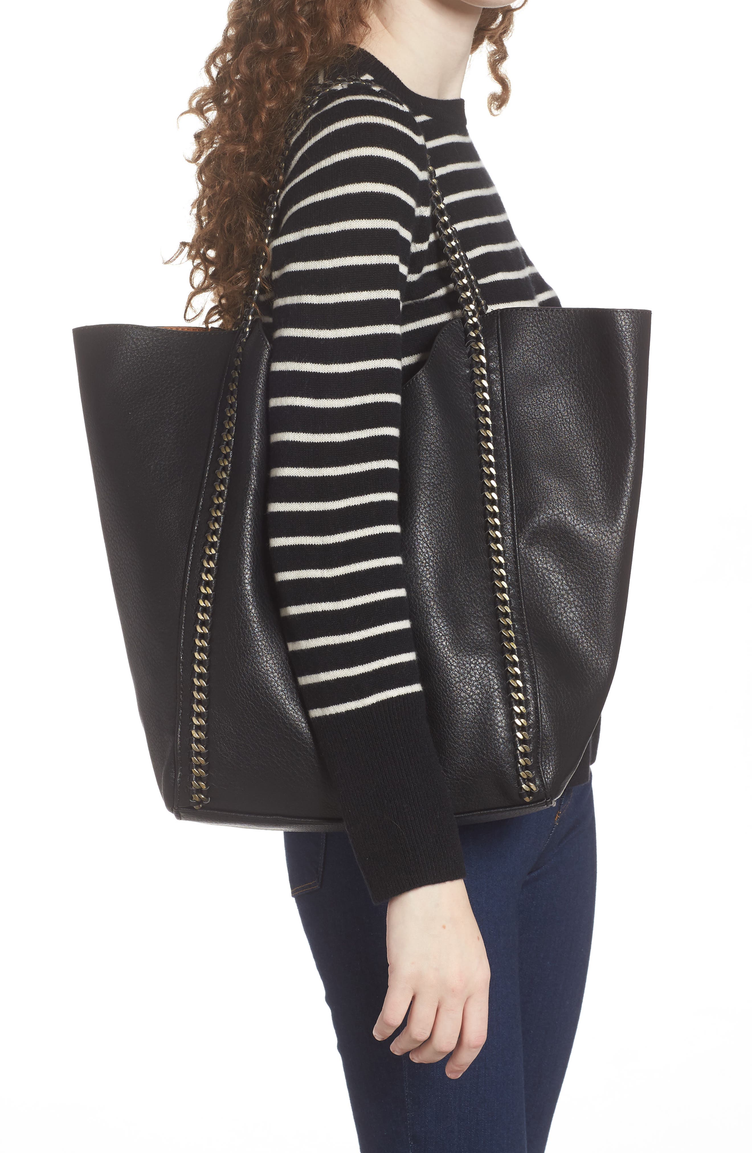 Street Level Chain Faux Leather Tote, Alternate, color, 