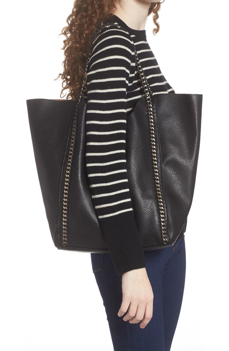 Street Level Chain Faux Leather Tote, Alternate, color,