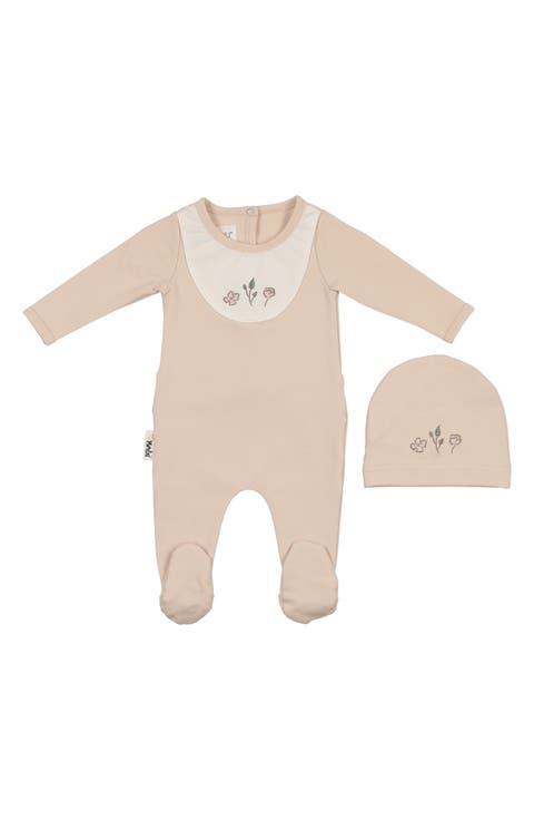 Embroidered Bib Cotton Blend Footie (Baby)