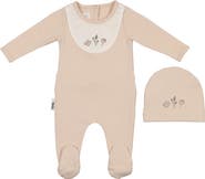 Manière Embroidered Footie & Hat Set