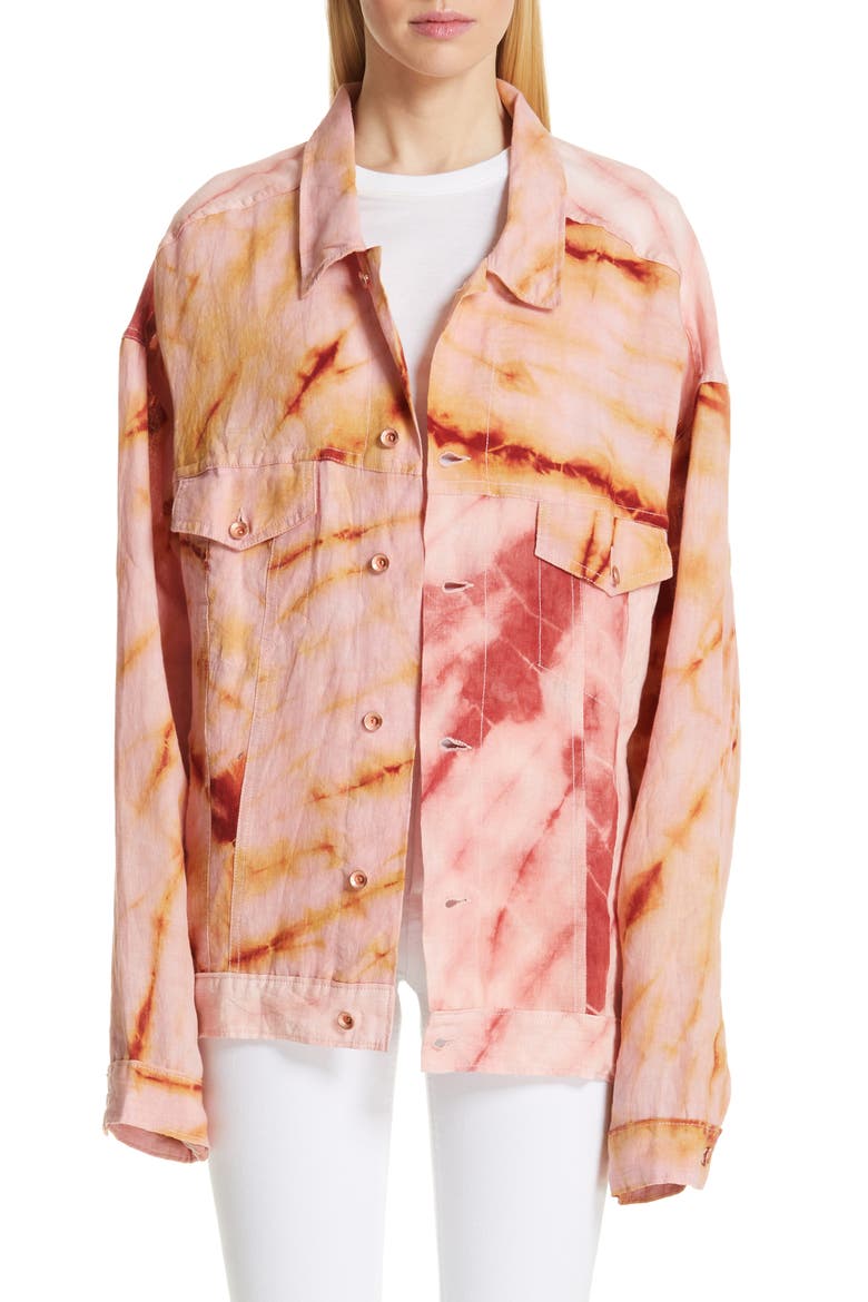 Monday Tie Dye Linen Jacket, Main, color, RASPBERRY RIPPLE