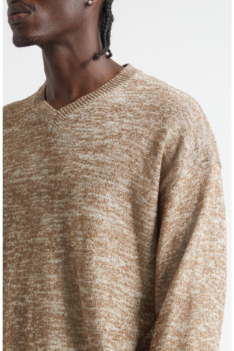 V-Neck Sweater, Alternate, color, LIGHT BROWN/ BEIGE