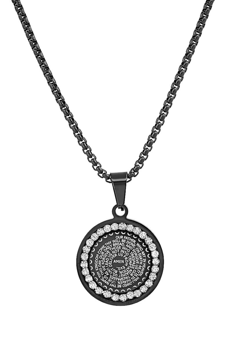 Simulated Diamond Medallion Necklace, Main, color, BLACK