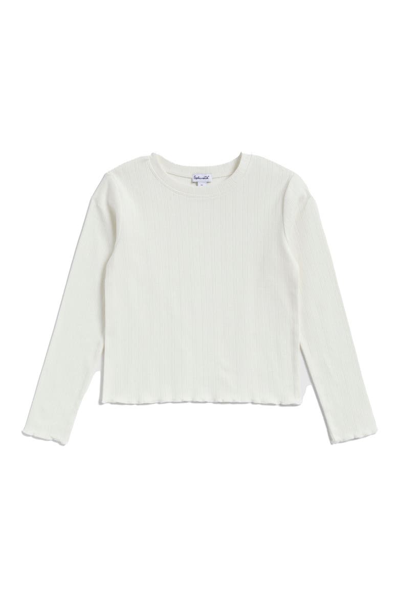 Kids' Pointelle Rib Long Sleeve Top, Main, color, JET STREAM