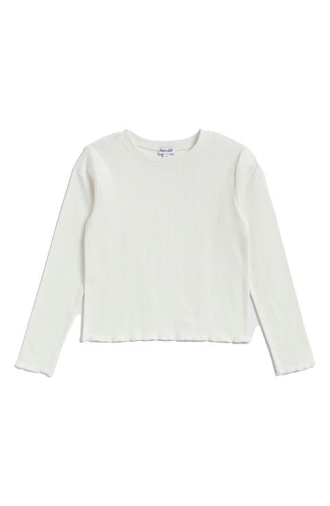 Kids' Pointelle Rib Long Sleeve Top