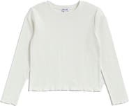 Splendid Kids' Pointelle Rib Long Sleeve Top