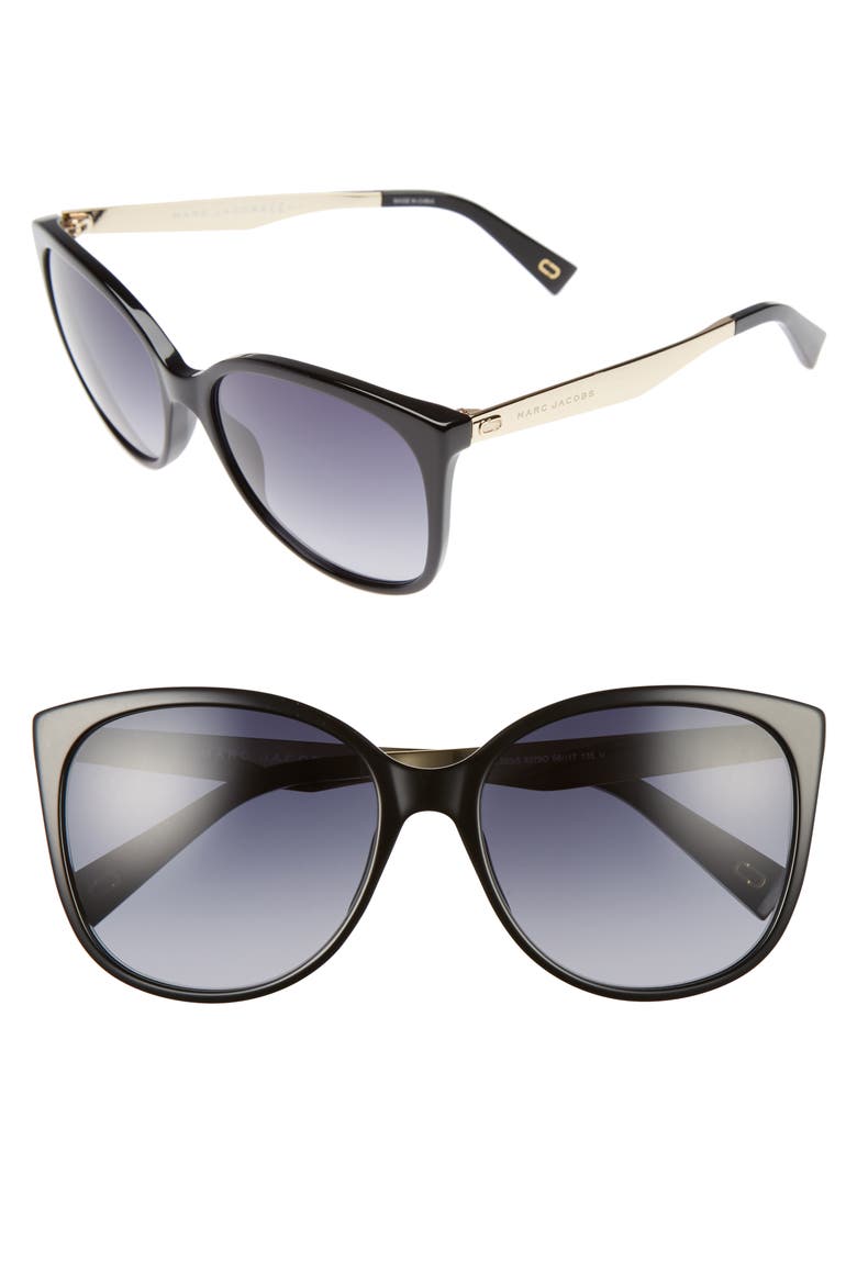 The Marc Jacobs 56mm Gradient Lens Butterfly Sunglasses, Main, color, Z/DNUBLACK