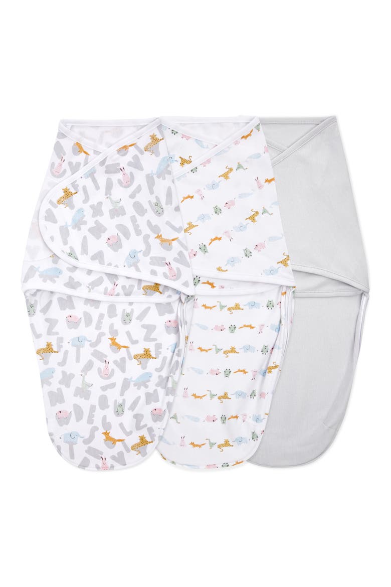 Aden & Anais Essentials Wrap Swaddle - Set of 3, Main, color, ALPHABET ANIMALS GREY