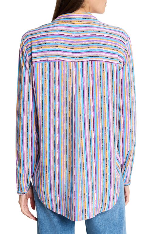 Shop Nic + Zoe Nic+zoe Solstice Stripe Button-up Shirt In Purple Multi