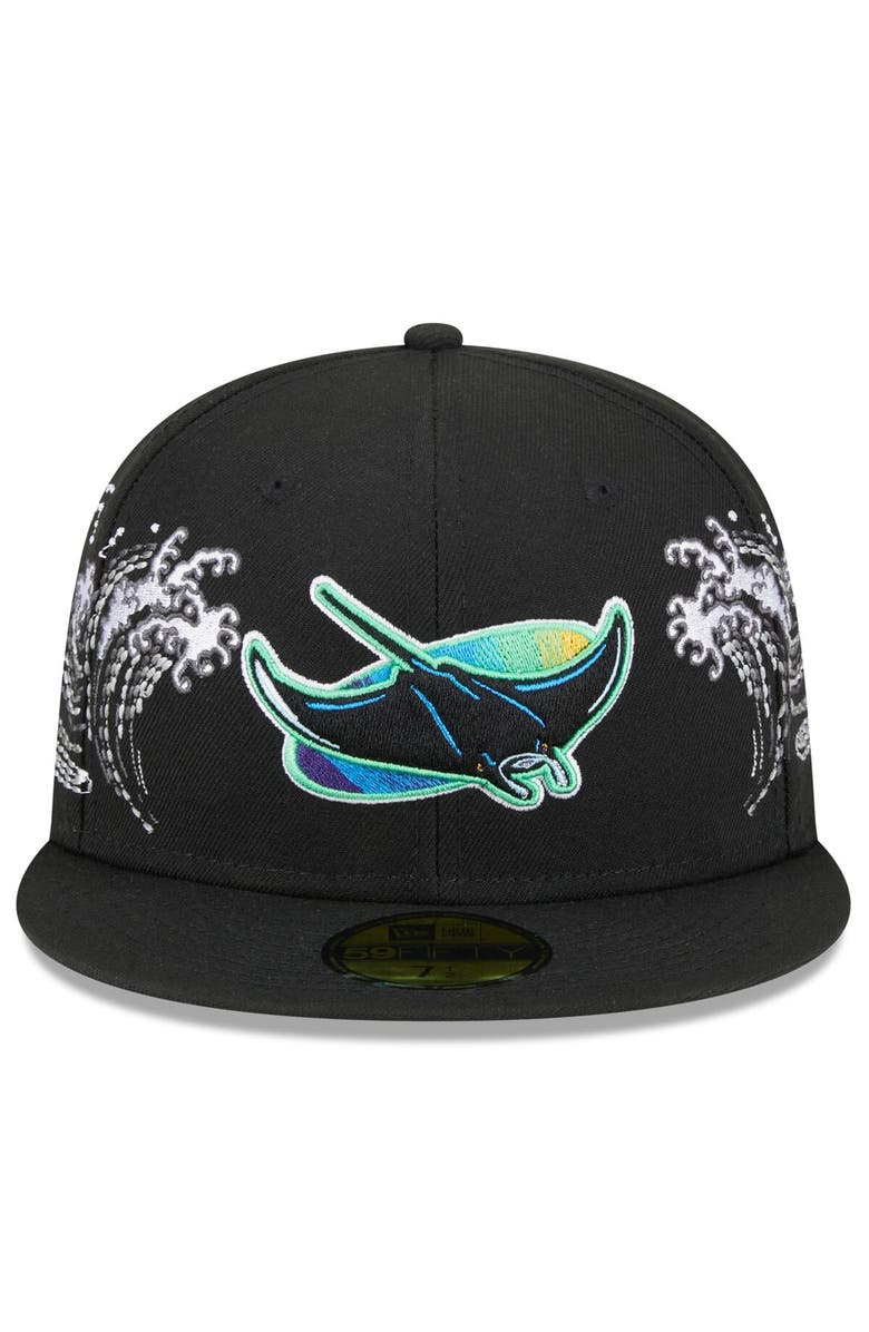 New Era Men's New Era Black Tampa Bay Rays Tonal Wave 59FIFTY Fitted Hat, Alternate, color, 