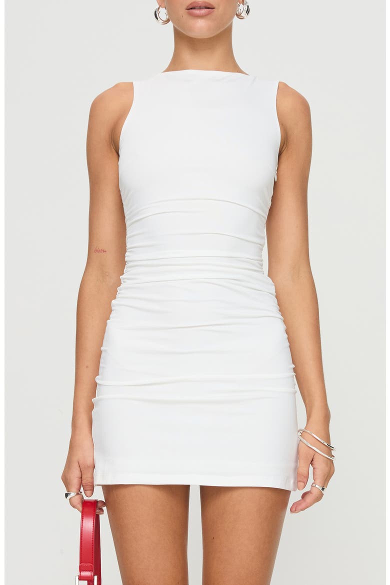 Eklund Ruched Jersey Minidress, Main, color, WHITE
