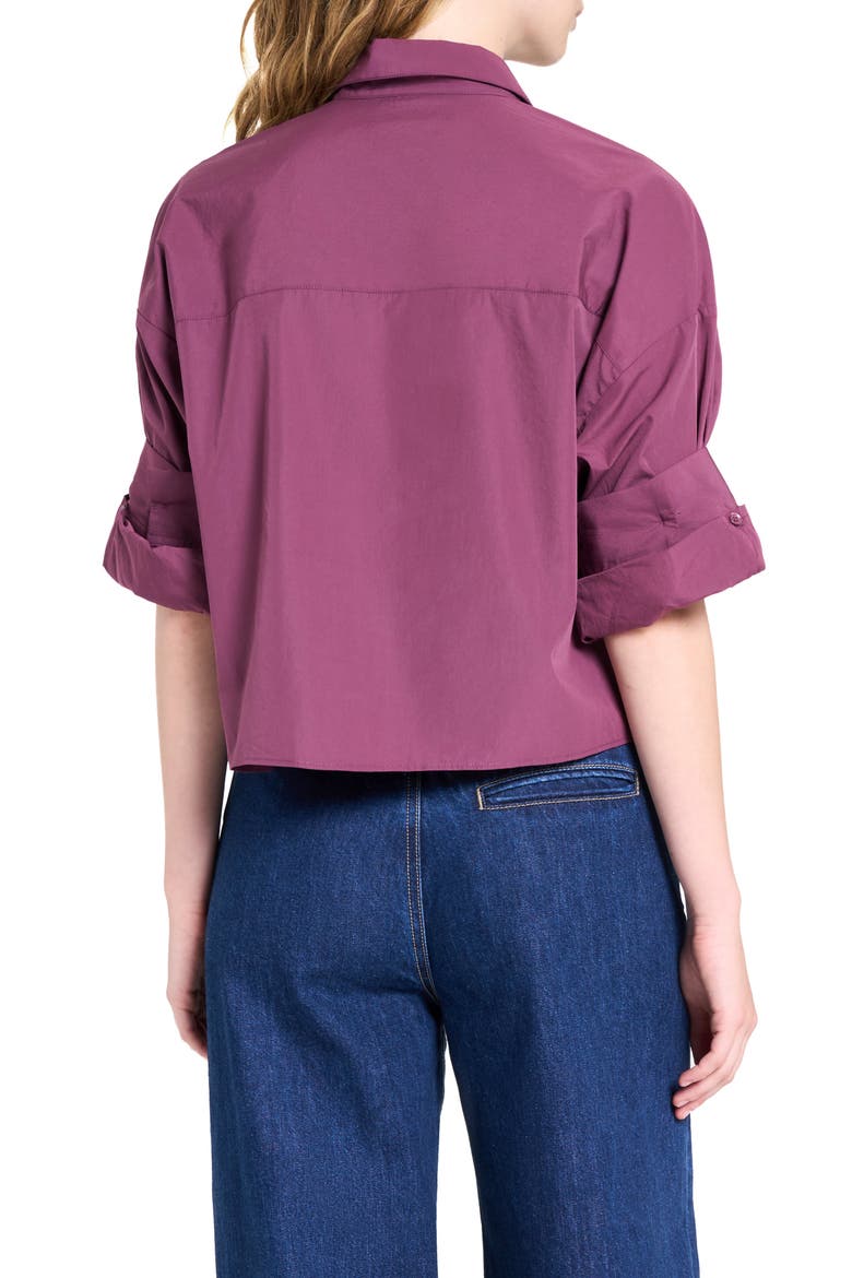 Next Ex Crop Cotton Button-Up Shirt, Alternate, color, CRUSHED VIOLETS
