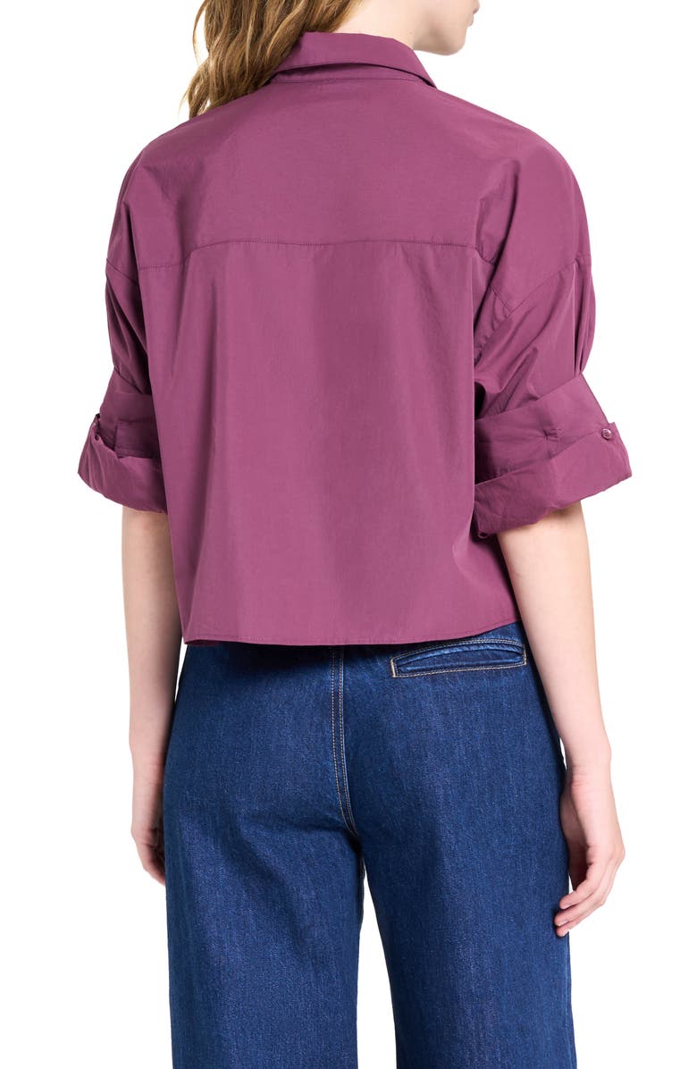 TWP Next Ex Crop Cotton Button-Up Shirt, Alternate, color, Crushed Violets