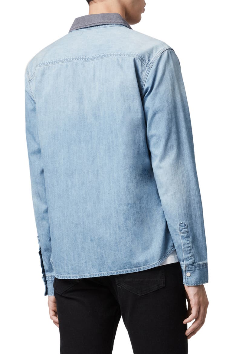 Dearne Regular Fit Denim Shirt, Alternate, color, MID INDIGO