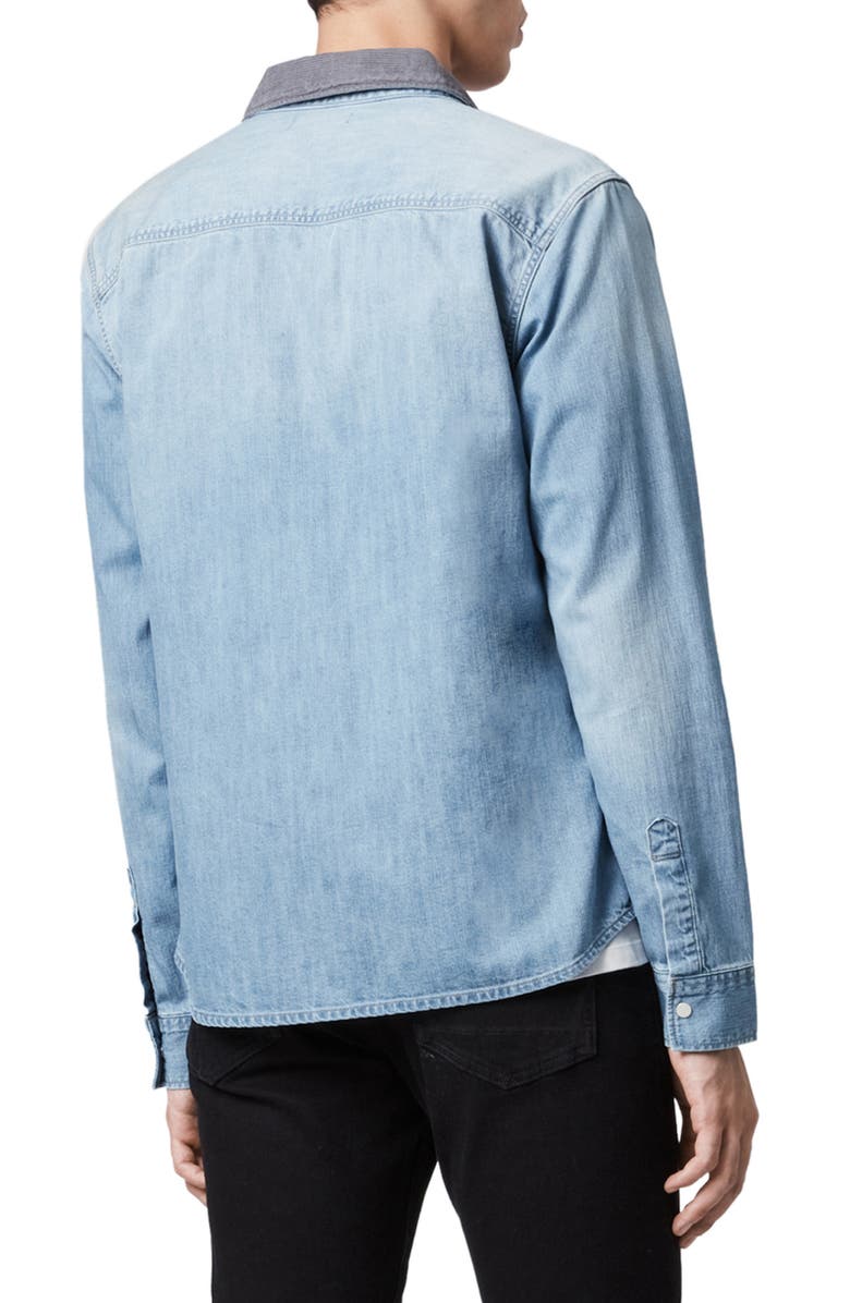 AllSaints Dearne Regular Fit Denim Shirt, Alternate, color, 