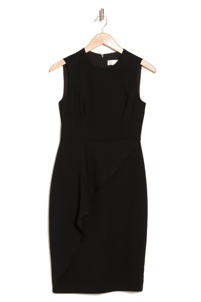 Ruffle Detail Sleeveless Sheath Dress, Alternate, color, BLACK