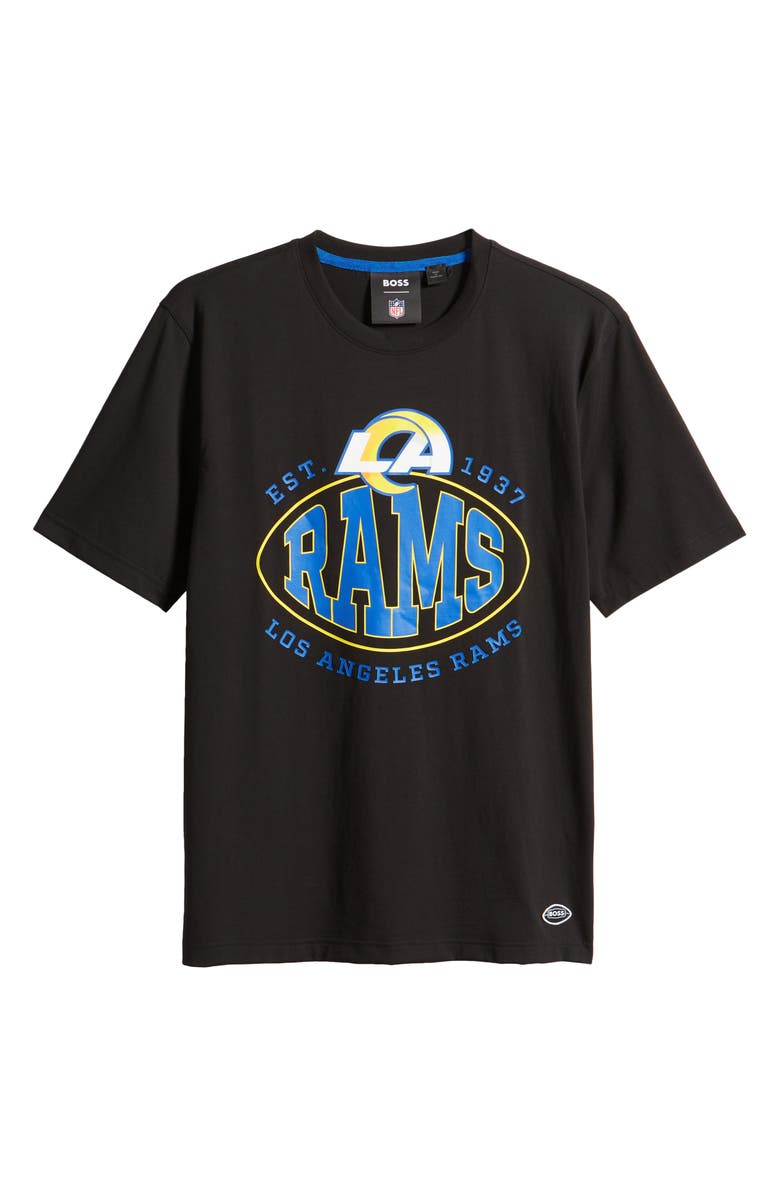 BOSS x NFL Stretch Cotton Graphic T-Shirt, Alternate, color, Los Angeles Rams Black
