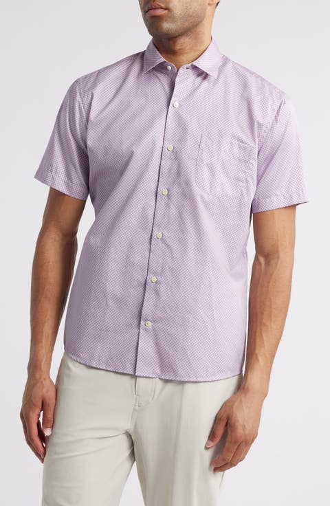 Theo Geo Print Short Sleeve Cotton Button-Up Shirt (Nordstrom Exclusive)